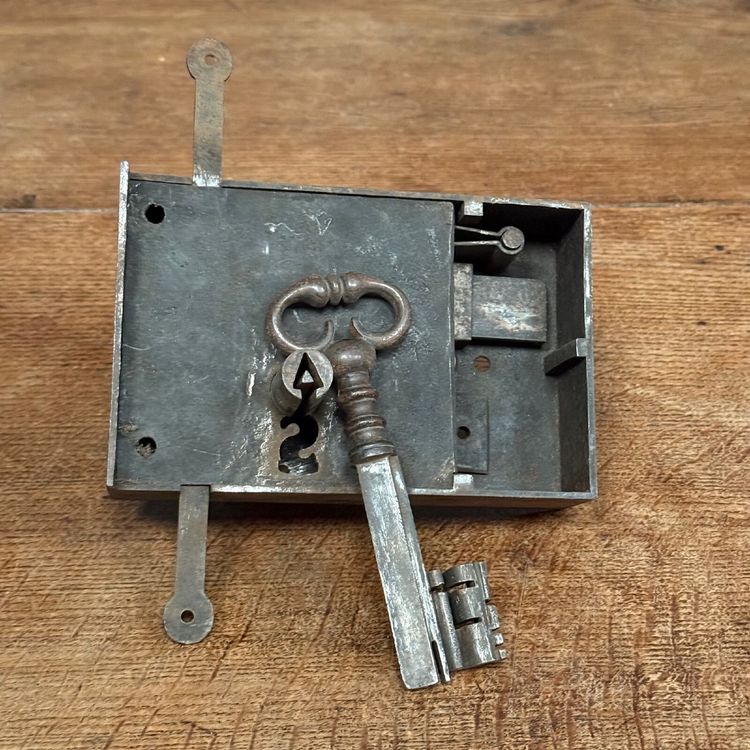 Cloverleaf lock and key 18th century ironwork