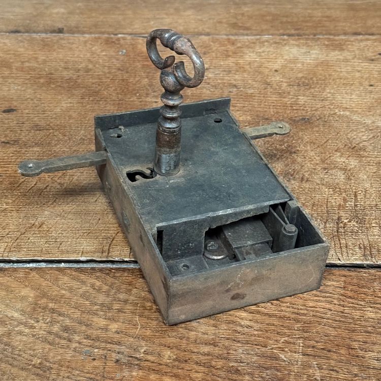 Cloverleaf lock and key 18th century ironwork
