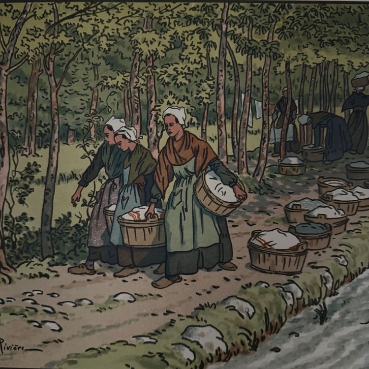 Lithograph by Henri Rivière Le Beau Pays de Bretagne Lavoir à Tréboul
