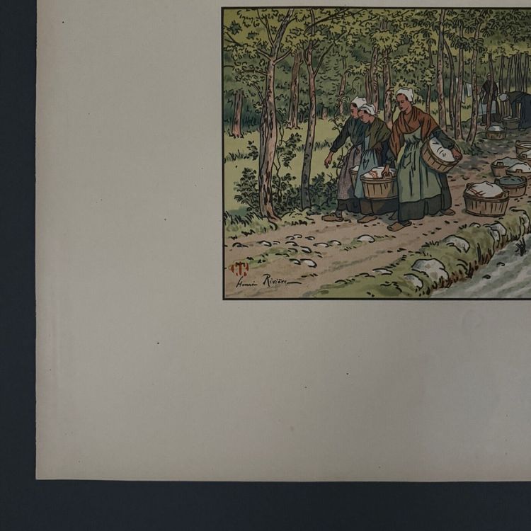 Lithograph by Henri Rivière Le Beau Pays de Bretagne Lavoir à Tréboul