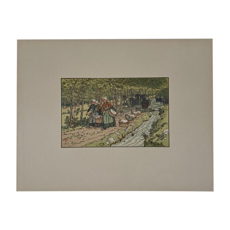 Lithograph by Henri Rivière Le Beau Pays de Bretagne Lavoir à Tréboul