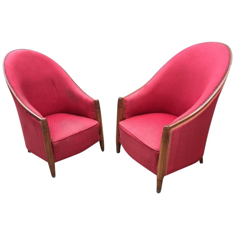 Joubert Et Petit (Arredamento d'interni moderno) Coppia di poltrone in mogano, periodo Art Déco,