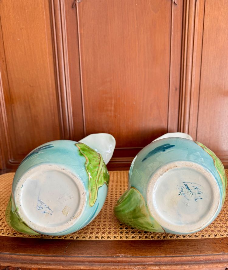 Pair of Art Nouveau Luneville Keller Guerin Vases