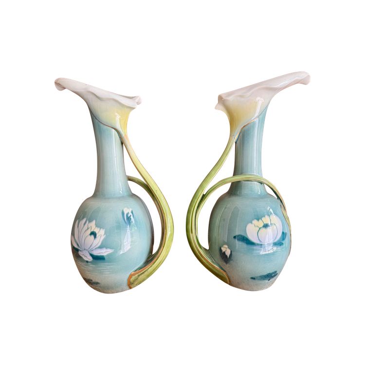 Pair of Art Nouveau Luneville Keller Guerin Vases