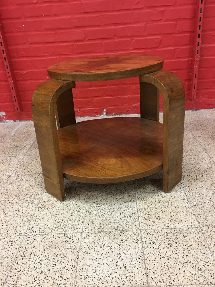 Gueridon Art Déco in noce impiallacciato, 1930 circa