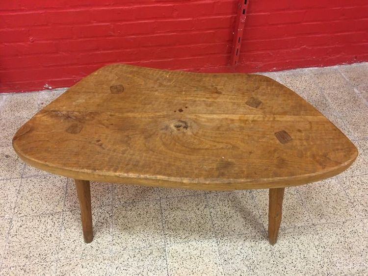 Brutalistischer Tisch in freier Form aus massiver Ulme, um 1950
