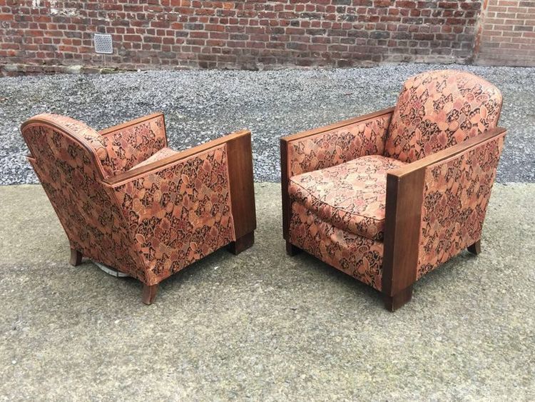 Paire d'élégants Fauteuils Art Deco En Acajou Circa 1930