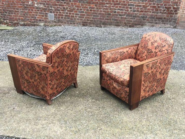Paire d'élégants Fauteuils Art Deco En Acajou Circa 1930