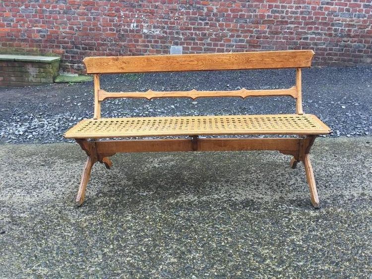Art Nouveau Period Bench in Oak and Original Large Canework Circa 1900