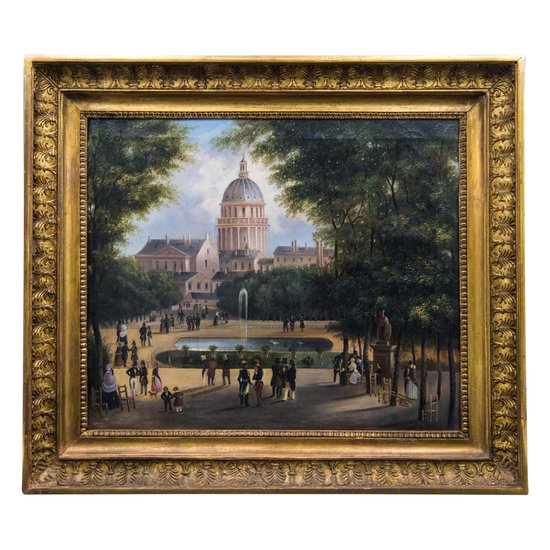 Huile Sur Toile « vue Sur Le Panthéon », XIXe Siècle