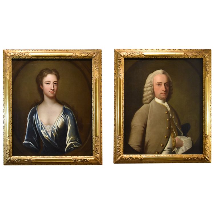 Porträts zweier englischer Eheleute aus dem 18. Jahrhundert, Godfrey Kneller (1646 - 1723)