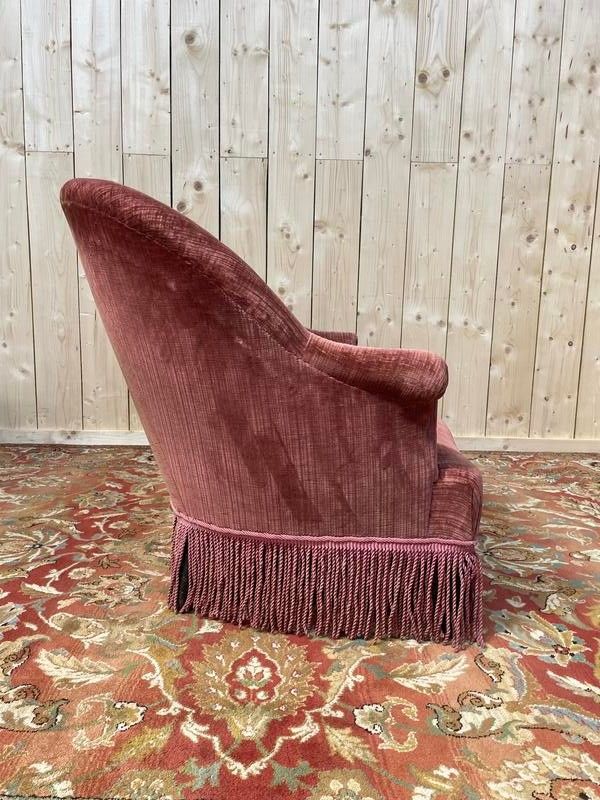 Sofa - Crapaud bench Napoleon III Pink Velvet time