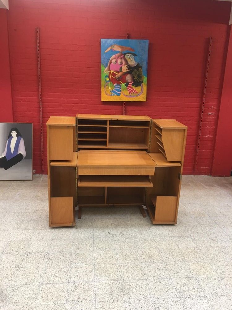Compact Home Office Desk Interireur Sycomore Circa 1950/1960