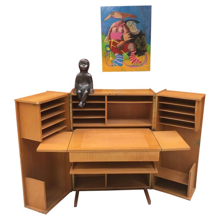 Compact Home Office Desk Interireur Sycomore Circa 1950/1960