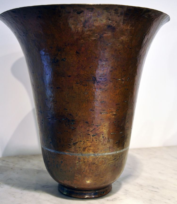Claudius Linossier Vase En Dinanderie à Décor Martelé époque Art Déco