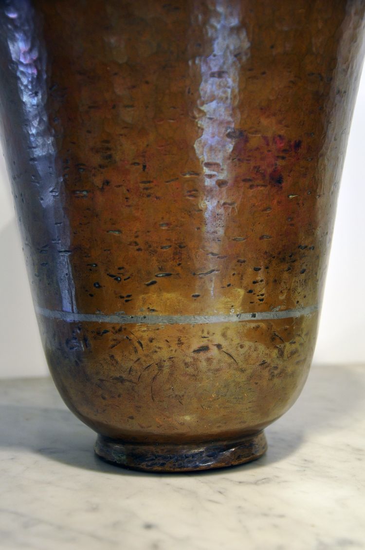 Claudius Linossier Vase En Dinanderie à Décor Martelé époque Art Déco