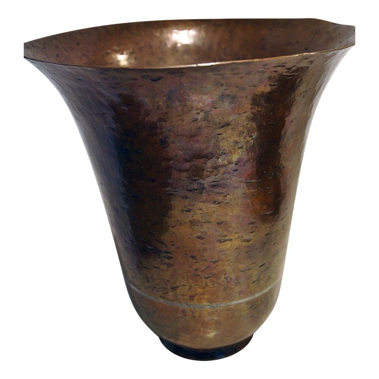Claudius Linossier Vase En Dinanderie à Décor Martelé époque Art Déco