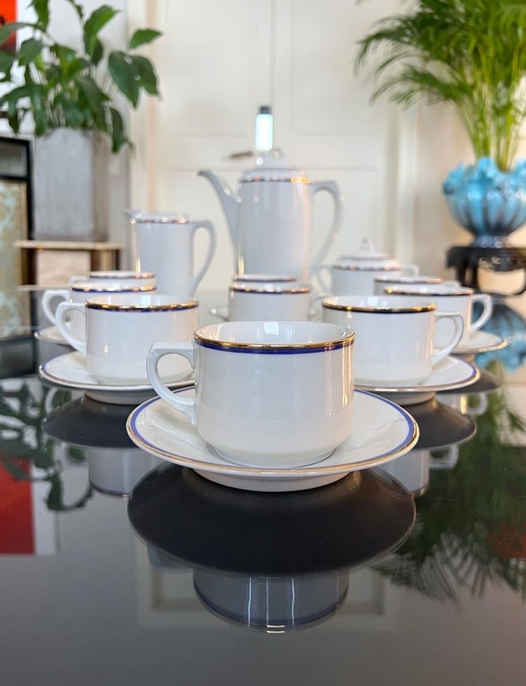 Tea Coffee Set Porcelain Breakfast Cups - Jug Sugar Bowl Creamer - Vintage