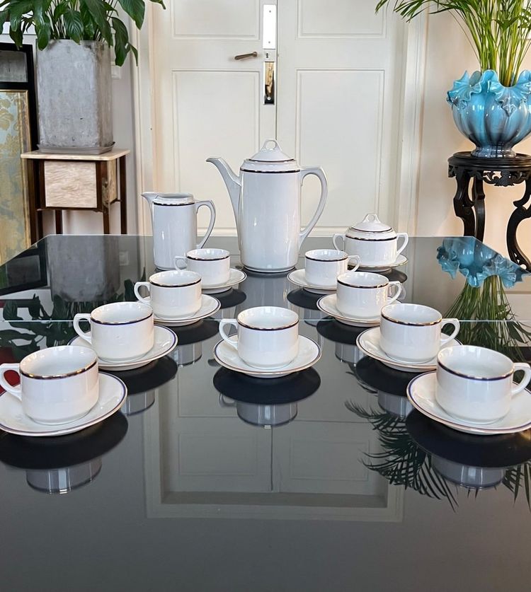Tea Coffee Set Porcelain Breakfast Cups - Jug Sugar Bowl Creamer - Vintage
