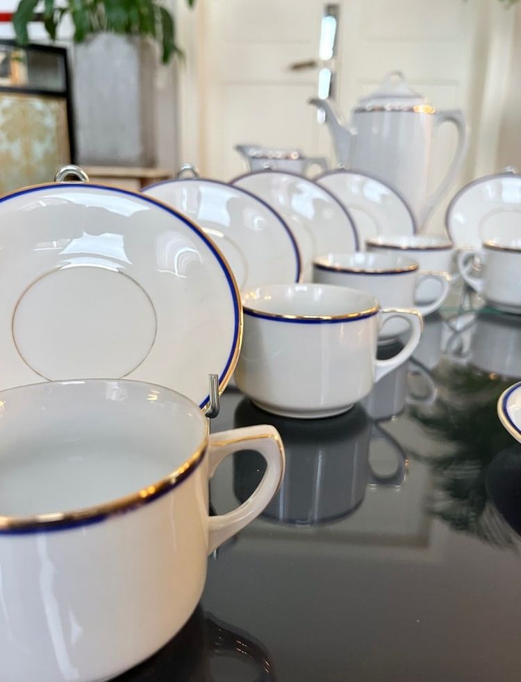 Tea Coffee Set Porcelain Breakfast Cups - Jug Sugar Bowl Creamer - Vintage