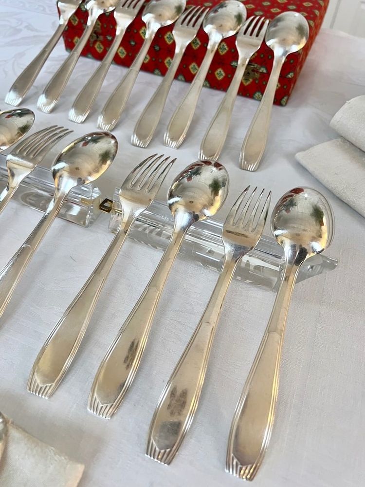 Alfénide Art Deco Metal Entremet Cutlery - Christofle - 24-piece set