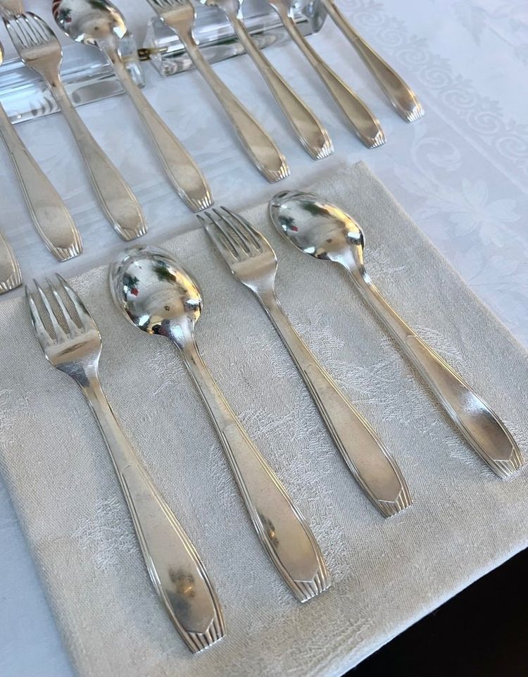 Alfénide Art Deco Metal Entremet Cutlery - Christofle - 24-piece set
