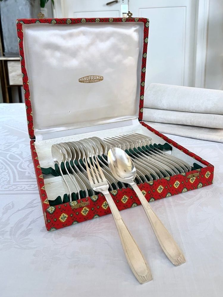 Alfénide Art Deco Metal Entremet Cutlery - Christofle - 24-piece set