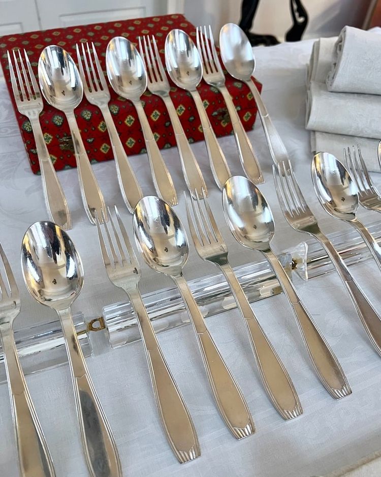 Alfénide Art Deco Metal Entremet Cutlery - Christofle - 24-piece set