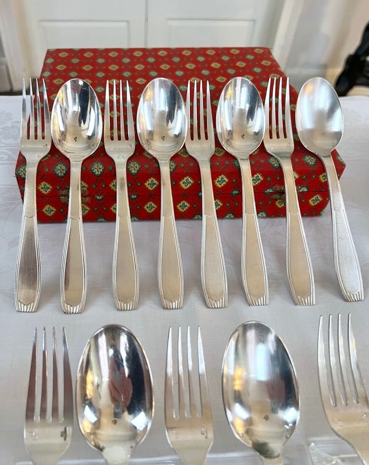 Alfénide Art Deco Metal Entremet Cutlery - Christofle - 24-piece set