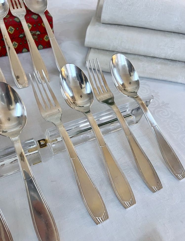 Alfénide Art Deco Metal Entremet Cutlery - Christofle - 24-piece set