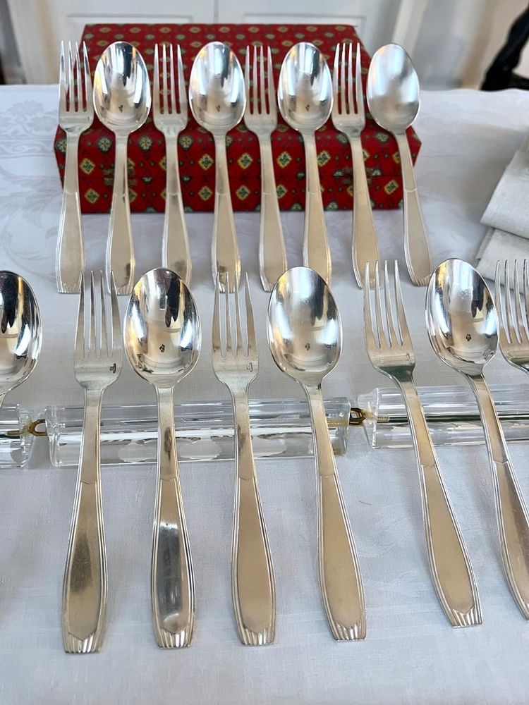 Alfénide Art Deco Metal Entremet Cutlery - Christofle - 24-piece set