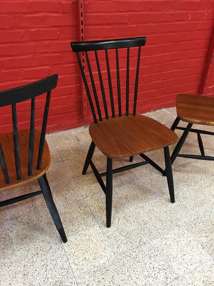 Skandinavisches Set bestehend aus 1 Klapptisch und 4 Stühlen, ca. 1950/1960