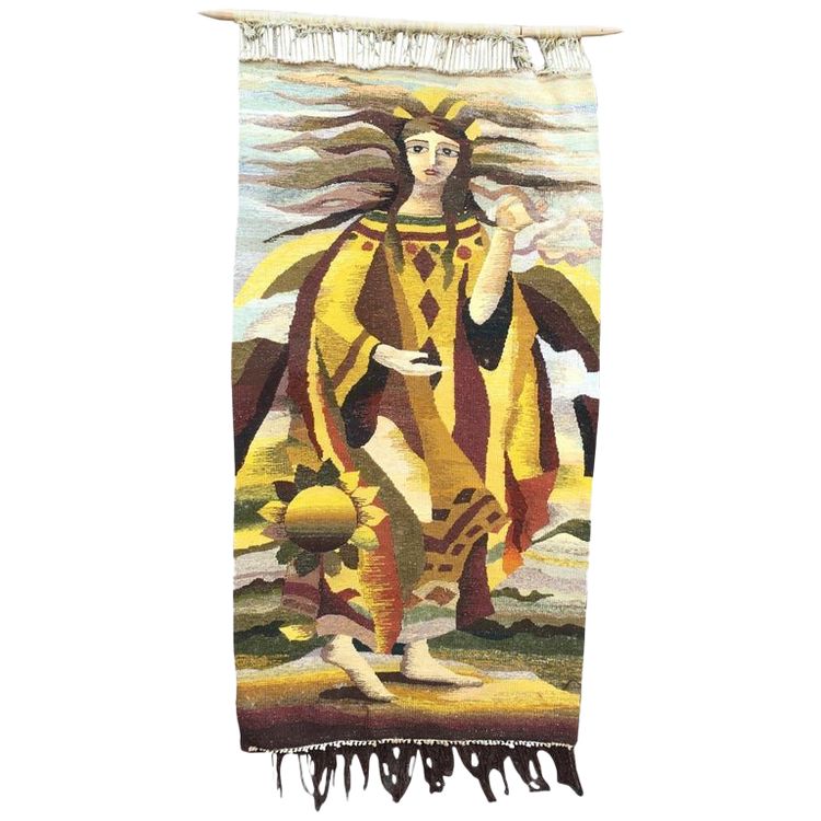 Art Deco Wandteppich Aus Wolle, Circa 1930/1950