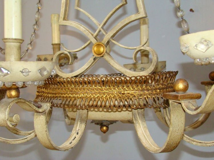 Maison Bagues Chandelier in Lacquered and Gilded Sheet Metal, Circa 1950 Very Good Condition