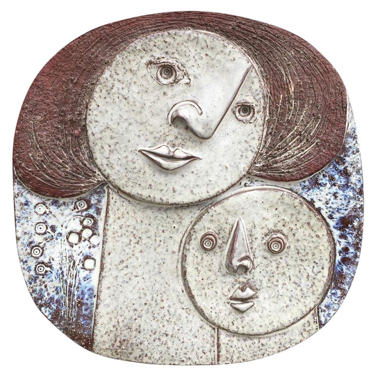 Claire Lambert (1936) Grande piatto in ceramica, Dour Workshop, circa 1960-1970
