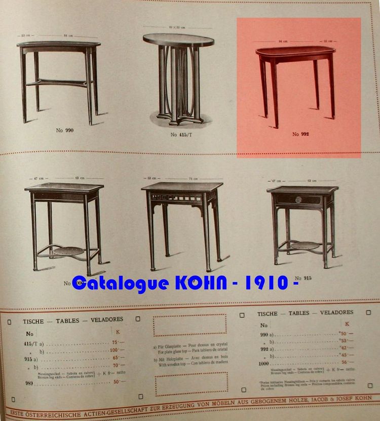 Table d'appoint , de service par Hoffmann pour KOHN N°993, no Thonet