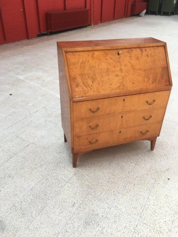 Art-Déco-Sekretär/Schreibtisch aus Ahornfurnier, um 1940/1950