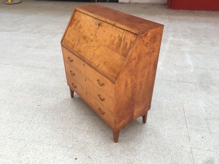 Art-Déco-Sekretär/Schreibtisch aus Ahornfurnier, um 1940/1950