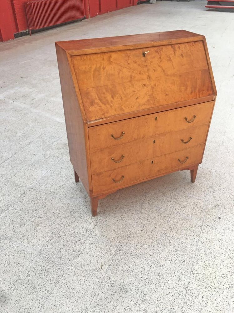 Art-Déco-Sekretär/Schreibtisch aus Ahornfurnier, um 1940/1950