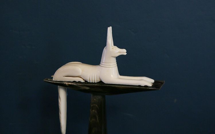 Statue of Anubis, Art Deco, ivory