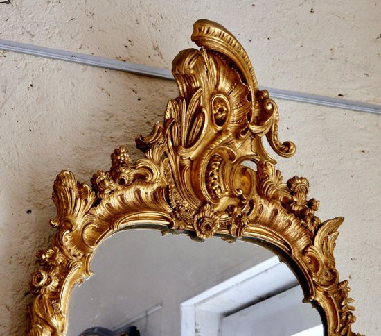 Miroir Régence En Bois Doré, XVIIIe Siècle
