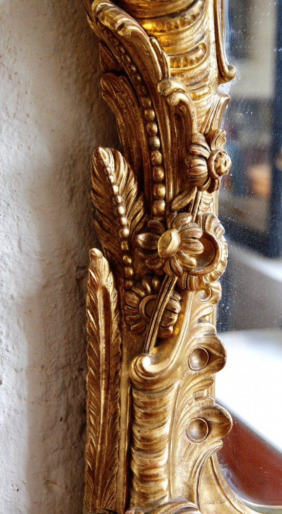 Miroir Régence En Bois Doré, XVIIIe Siècle