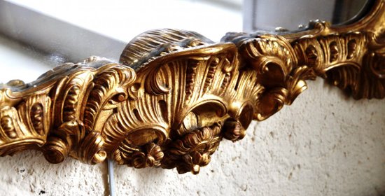 Miroir Régence En Bois Doré, XVIIIe Siècle