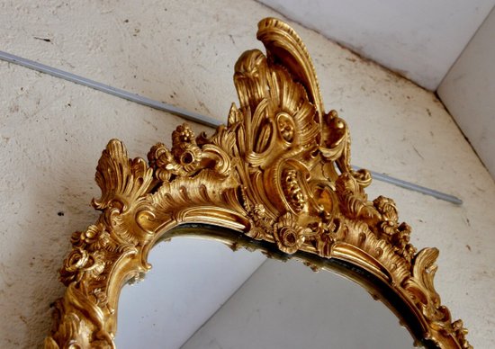 Miroir Régence En Bois Doré, XVIIIe Siècle