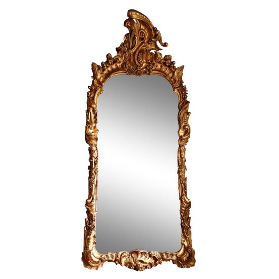 Miroir Régence En Bois Doré, XVIIIe Siècle