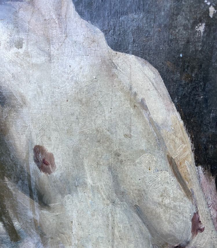 Ritratto di donna nuda - Olio su tela, scuola accademica francese 1880-1900 circa