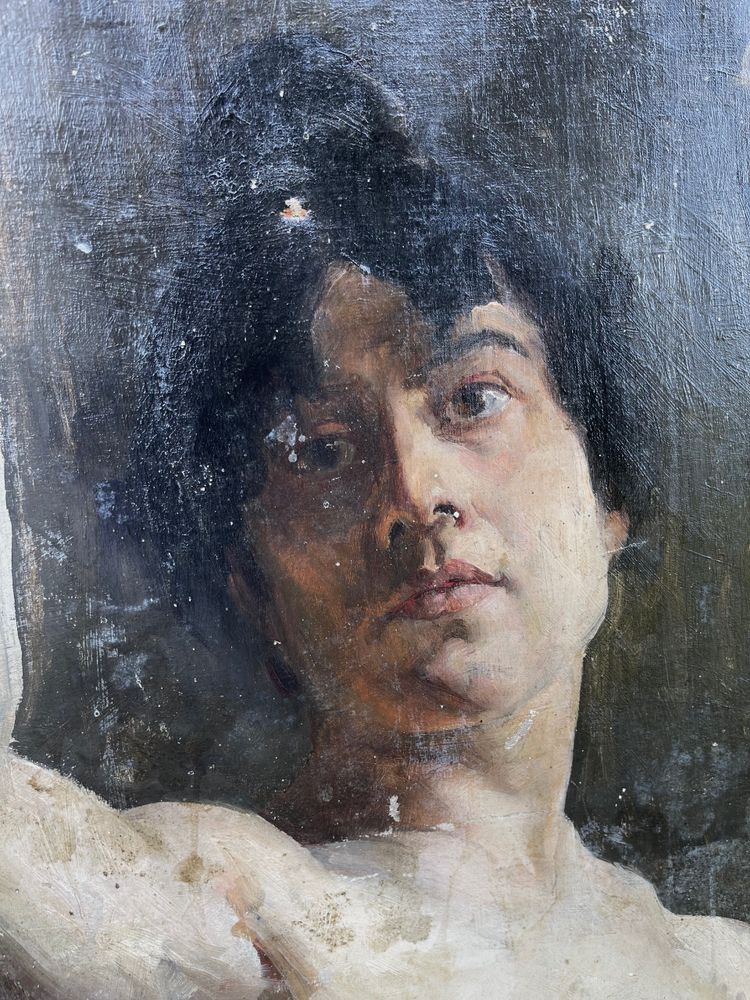 Ritratto di donna nuda - Olio su tela, scuola accademica francese 1880-1900 circa
