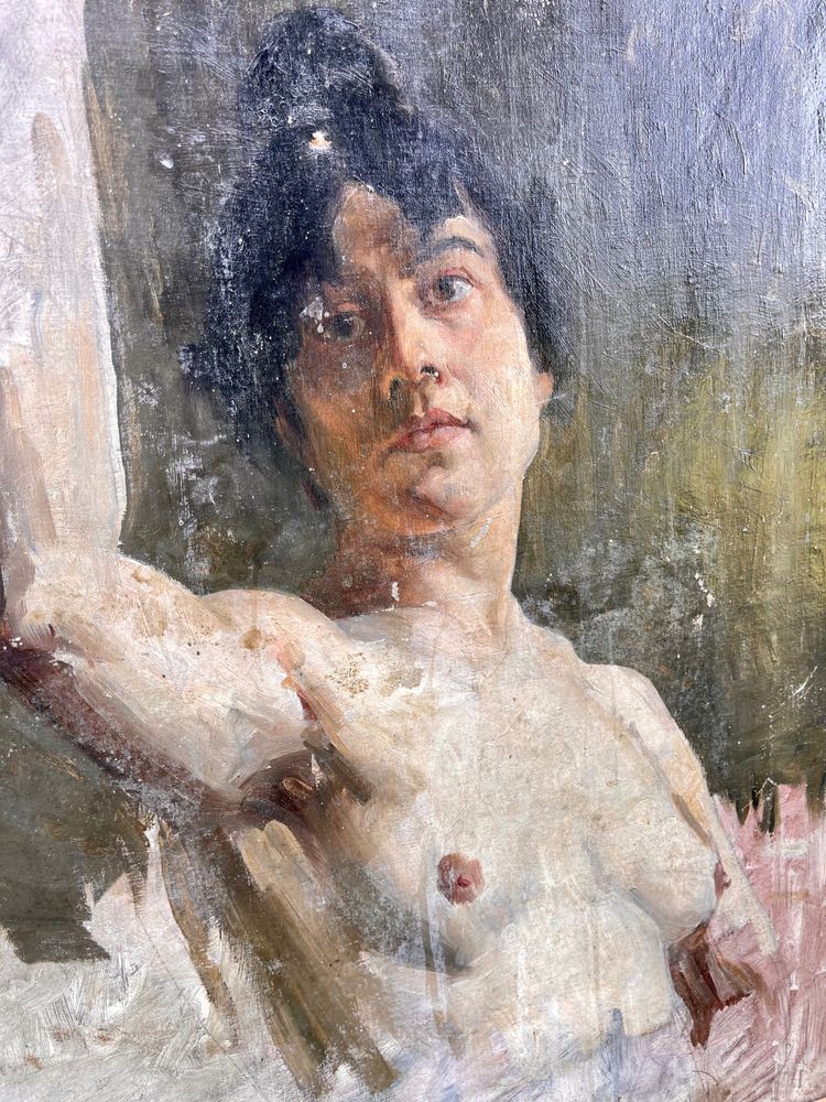 Ritratto di donna nuda - Olio su tela, scuola accademica francese 1880-1900 circa