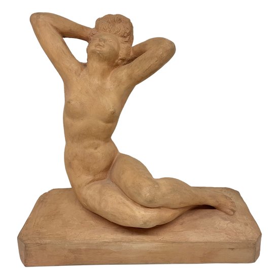 Terracotta sculpture, nude woman signed Galle Paris