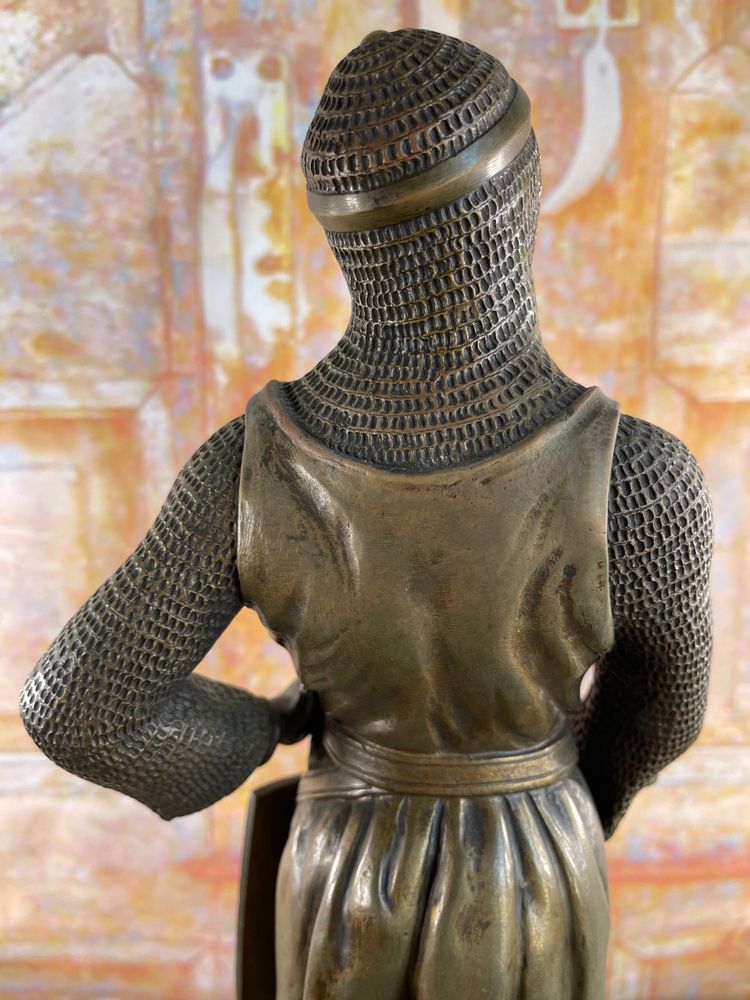 Statua di bronzo del cavaliere Roland firmata Charles Gremion - Cera persa - 40 cm